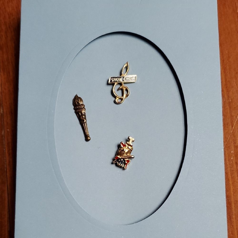School Theme Lapel Pins I Love Art Show Choir Nat. JR Honor Society Gold Tone 3